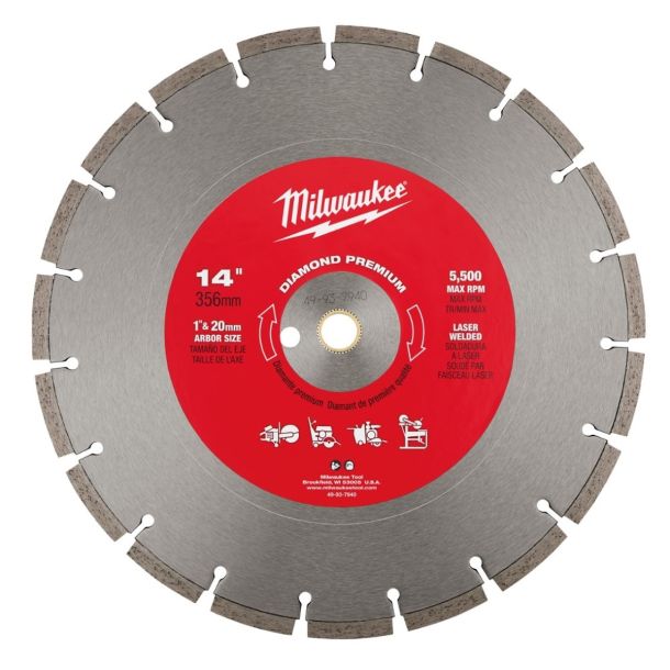 (LINEクーポン有)ミルウォーキー 49-93-7940 14インチ(356mm) ダイヤモンドブレード (プレミアムセグメント型) MILWAUKEE|住設と電材の洛電マート
