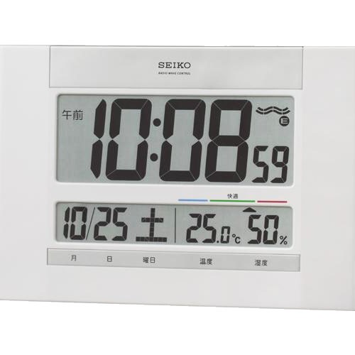 (LINEクーポン有)セイコー SQ429W 電波時計 カレンダー 温度 湿度 SEIKO