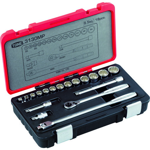 (LINEクーポン有)TONE 3130MP ソケットレンチセット 差込角9.5mm 18点セット トネ