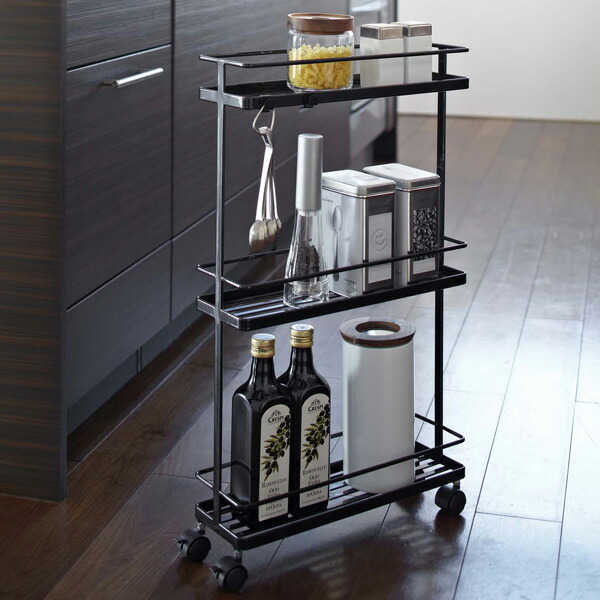 楽天市場】山崎実業 tower タワー スリムキッチンワゴン ブラック 7152