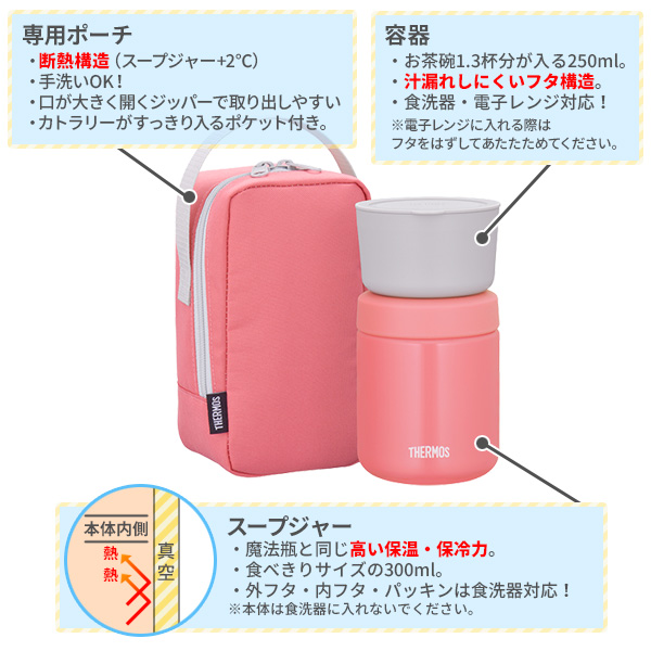 サーモス 弁当箱 真空断熱スープランチセット 550ml ピンク P Jby 550 Thermos スープジャー ステンレス 保温 カバー付き スープ 汁物 スープジャー 300ml Crunchusers Com