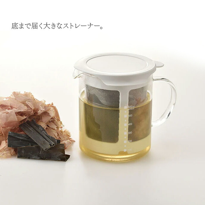 HARIO ハリオ だしポット 600ml ホワイト DP-600-W ｜ 出汁 おだし 手軽 耐熱 ガラス レンジでチンするだけ レンチン 和食 洋食 中華 煎り酒 旨味 新鮮 離乳食 みそ汁 煮物