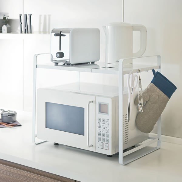 【送料無料！】山崎実業 キッチンラック 3段 白 レンジ台 楽天市場】山崎実業 タワー 伸縮レンジラック ホワイト 3130