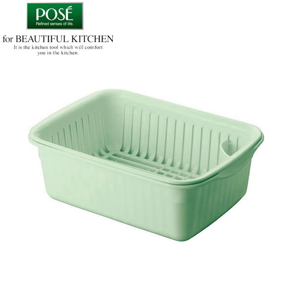 楽天市場】水切りかご Nポゼ 水切りバット グリーン ｜ 水切りセット