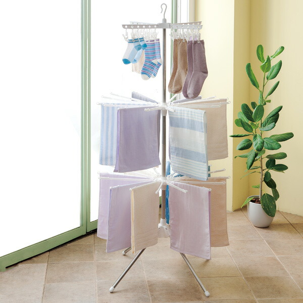 楽天市場】室内物干し PORISH 組立式スタンド物干しパラソル型3段 PS