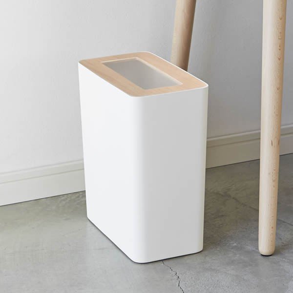 山崎実業 ゴミ箱 リン トラッシュカン 角型 ナチュラル 3196 ｜ おしゃれ ごみ箱 ダストボックス 木製ふた リビング インテリア 北欧 シンプル スリム スクエア ナチュラル 10L
