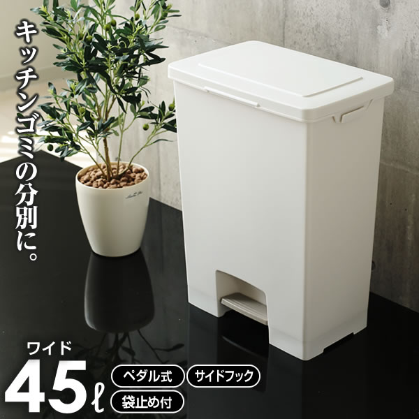 楽天市場】ゴミ箱 エバン ペダルペール ワイド 45L ホワイト