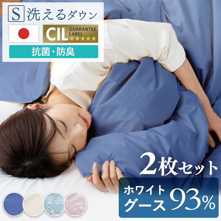 【ほぼ全品P10倍★7/23 23:59迄】【2枚セット】掛け布団 夏布団 夏用掛け布団 シングル 羽毛布団 布団 オールシーズン 春 夏 秋 冬 ダウンケット ダウン 抗菌 洗濯可能 シンプル おしゃれ 無地 ペイズリー グースダウン WGD93%0.2kg【TD】【代引不可】｜収納・家具・寝具の収納宅配館