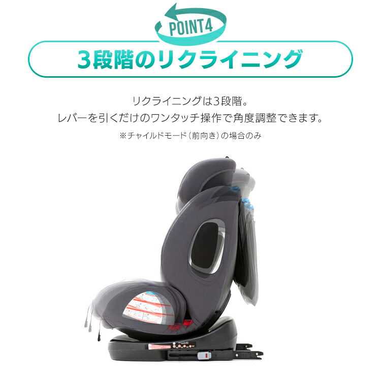 ★1日ほぼ全品ポイント5倍★チャイルドシートPZISOFIX回転式送料無料チャイルドシートジュニアシート回転式ISOFIX長く使える取り付け簡単0歳から赤ちゃん新生児車座席ブラックグレー【D】