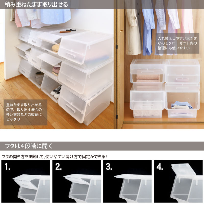 楽天市場 送料無料 収納ケース フロック浅型 3個組 クリア プラスチック プラスチック製 チェスト 衣類ケース 引出し 押入れ クローゼット 収納ケース 収納ボックス 収納box 引き出し おしゃれ フタ付き ラックタウン 収納用品の店