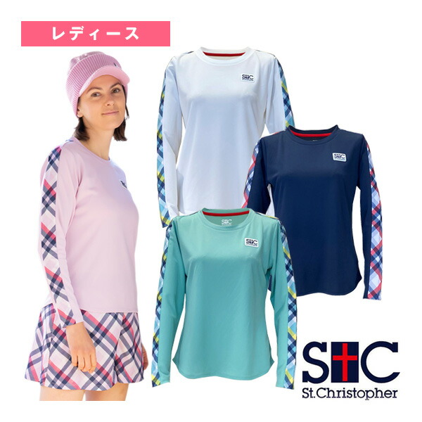 セントクリストファー テニスウェア（レディース） チェックラインロングスリーブ レディース STC-BEW6517