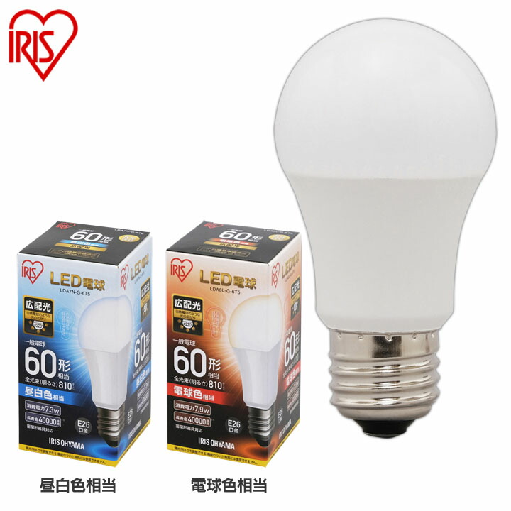 アイリスオーヤマ LED電球 E26 広配光 40形 昼光色 485lm 2個セット LDA4D-G-4T62P 買い物