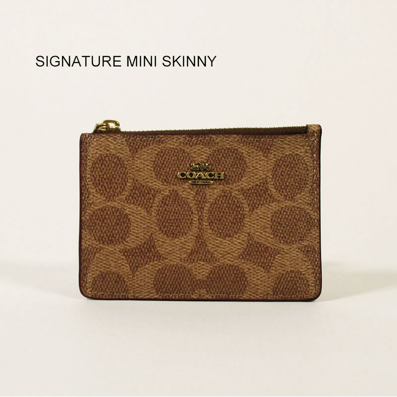 貨物輸送無料 COACH コーチ職 67162 B4NQ4 SIGNATURE MINI SKINNY 歌留多入れもの 通り手形入れもの 書き判 ミニ スキニー レディース 本革 スエードクロス 差し上げ物 差し上げ物 【並行輸入品】