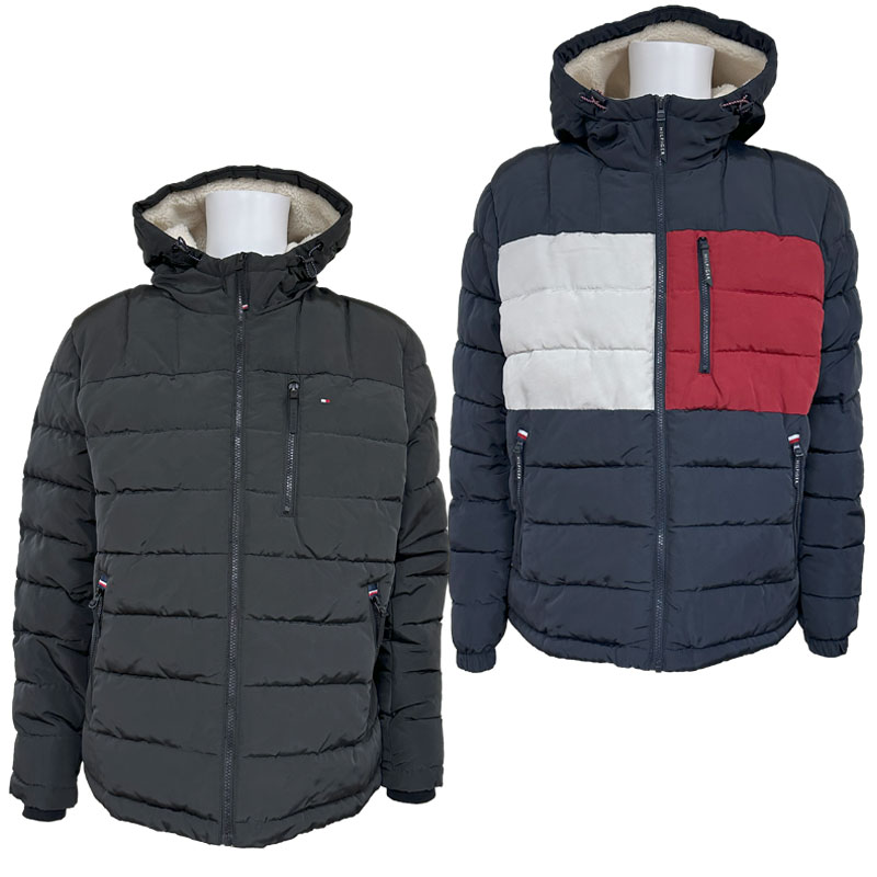 TOMMY HILFIGERQUILTED POLY TWILL PUFFER JACKET 151AP213 トミーヒルフィガー 上衣 アウター 中綿上衣 ボンネット 黒いこと 米国海軍 【並行輸入品】