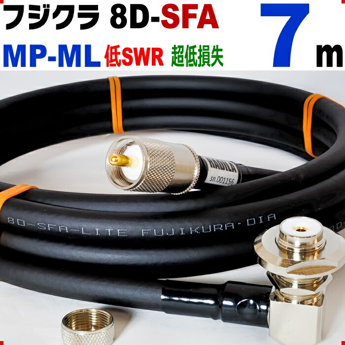 フジクラ 8D-SFA 7m  MP-ML ◆実測データ付 低SWR  低損失 アマチュア無線 同軸ケーブル モービル 8DSFA 8D SFA ML-MP  MP MLJ MJL MLMP MPML