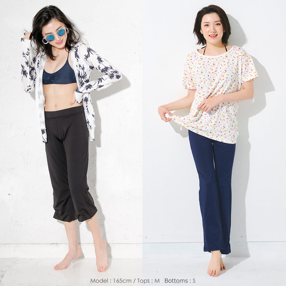 税込】 ラッシュガード レディース ロングパンツ ラッシュパンツ 体形カバー ウエスト紐 S 〜3L UVカット率98% 水着 ラッシュボトム  UVカット UPF50 スイムパンツ 大きい 海 プール 紫外線対策 日焼け対策
