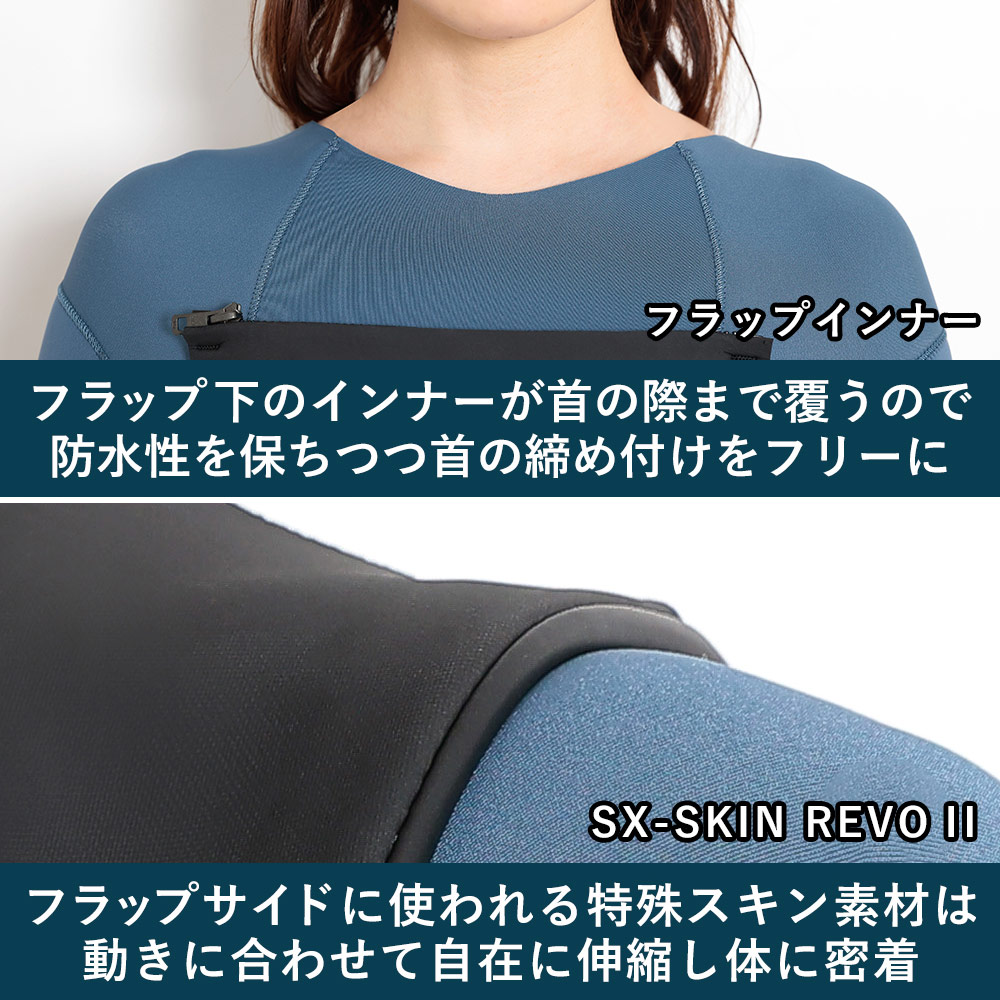 FELLOWセミドライウェットスーツレディース5×3mmチェストジップスキンセミドライスーツラバーSEMIDRY冬用保温起毛超撥水加工ウエットスーツストレッチサーフィンダイビングヨットJPSA日本規格