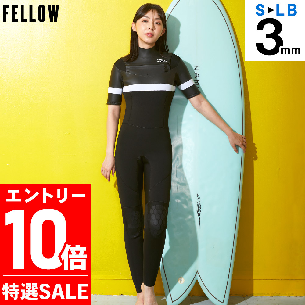 [P10倍]【特価】FELLOW ウェットスーツ レディース 3mm シーガル チェストジップ ジャージ スキン ラバー タイプ ウエットスーツ ストレッチ 日本規格 大きいサイズ サーフィン SUP ヨット ダイビング 22F-SG21｜RADIOS