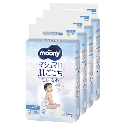 【テープ Mサイズ】ムーニー マシュマロ肌ごこち モレ安心 オムツ（6~11kg）224枚（56枚×4） [ケース品] 送料無料