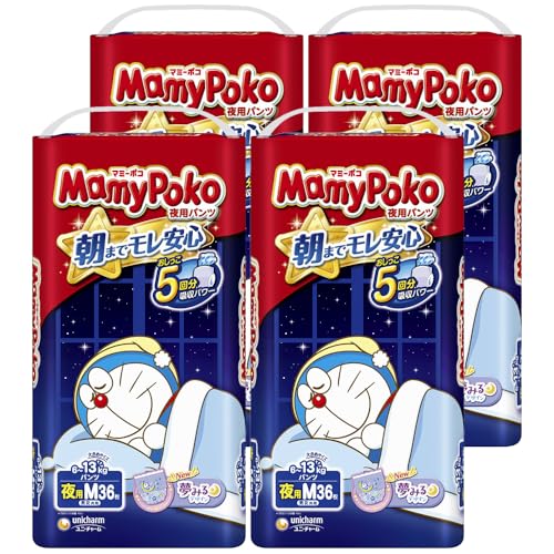 【パンツ Mサイズ】マミーポコ 夜用パンツ ドラえもん オムツ（6~13kg）144枚（36枚×4） [ケース品] 送料無料