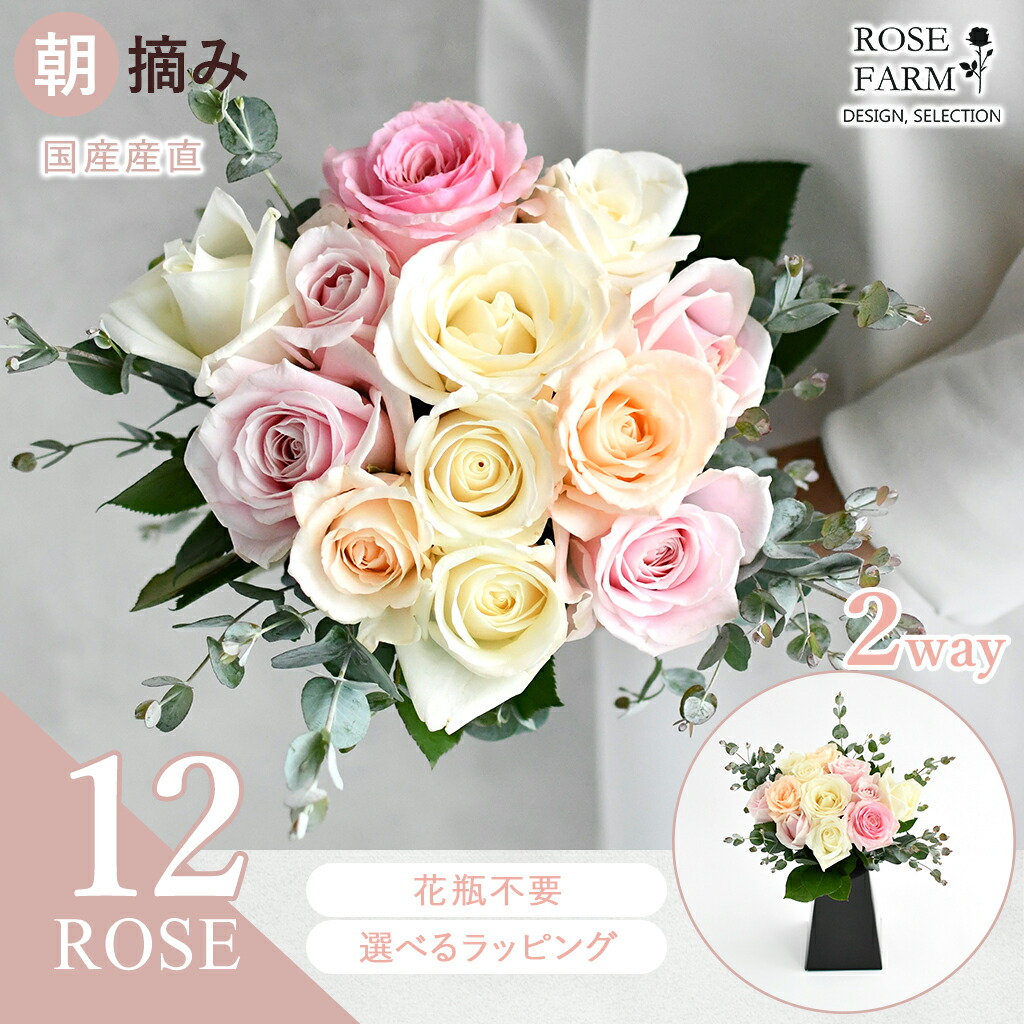 22超人気 Rose Farm 国産 新商品 フェアリーブーケ バラ12本 紙製花瓶付き 農園直送 すぐに飾れる スタンディングブーケ 花瓶不要 ばら 薔薇 ローズ 朝摘み 切花 花束 花 誕生日 記念日 結婚式 プロポーズ 母の日 クリスマス 祝い 送料無料 ローズファーム かわいい