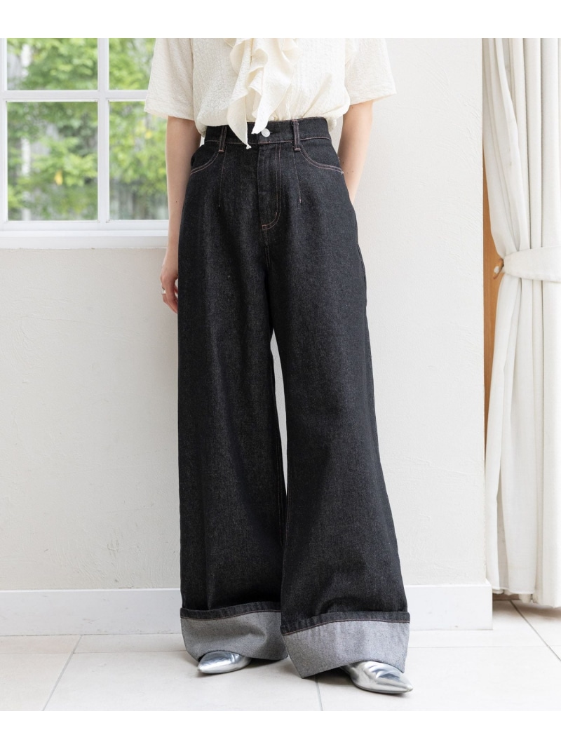 ＜セットアップ対応＞ステッチデザイン/ロールアップデニムパンツ2 RAGEBLUE レイジブルー パンツ ジーンズ・デニムパンツ ブラック ネイビー【送料無料】[ Fashion]