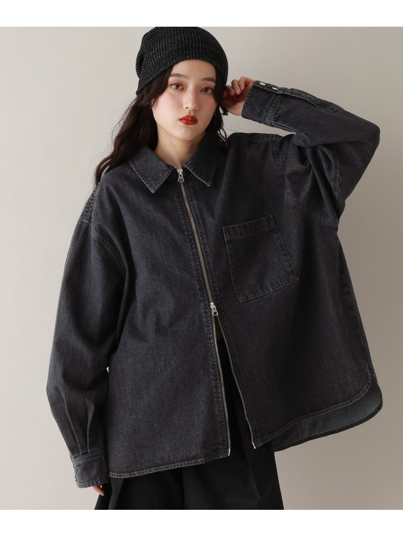 【SALE／20%OFF】Wジップ/デニムルーズシャツ RAGEBLUE レイジブルー トップス シャツ・ブラウス ホワイト ピンク ブラック【RBA_E】【送料無料】[ Fashion]