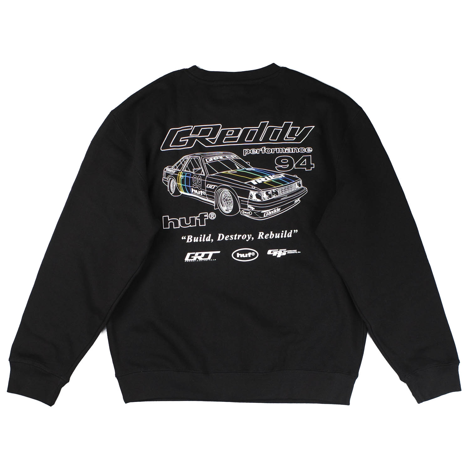 【C-HUF3】 HUF ハフ HUF X GREDDY RETRO MOD CREW SWEAT グレッディ コラボ レトロ モッド クルー スウェット シャツ PF00815