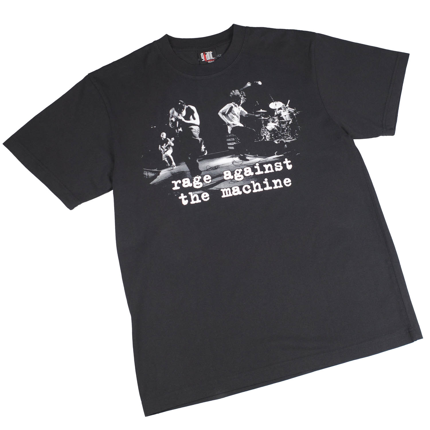 【GIANT01】 Giant Vintage RAGE AGAINST THE MACHINE BAND PHOTO SCREEN PRINT OVERSIZED BOX SILHOUETTE T-SHIRTS 巨大な生物 ヴィンテージ レイジ アゲインスト ザ 機関 ダンス楽隊 映し絵 映写幕 刷り上げる 厚地の外套大きさ ボックス席 影ぼうし プルオーバー