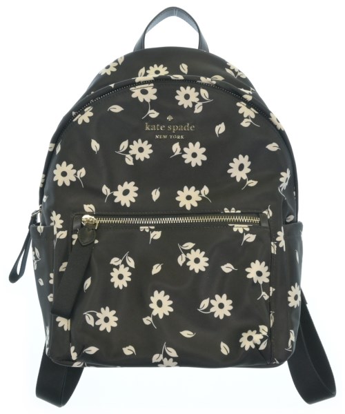 kate spade new york ケイトスペードニューヨークバックパック・リュック レディース - 黒x白(花柄)【中古】【古着】