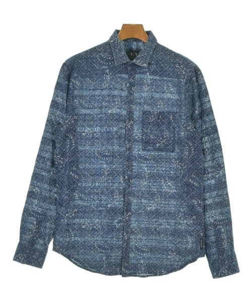 A/X ARMANI EXCHANGE アルマーニエクスチェンジ カジュアルシャツ メンズ M 青x白(総柄) 【中古】【古着】