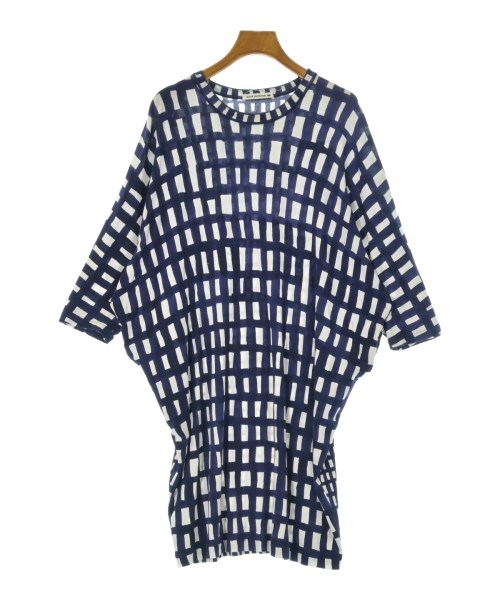 mina perhonen ミナペルホネン ワンピース レディース 36(S位) 白x紺(チェック) 【中古】【古着】