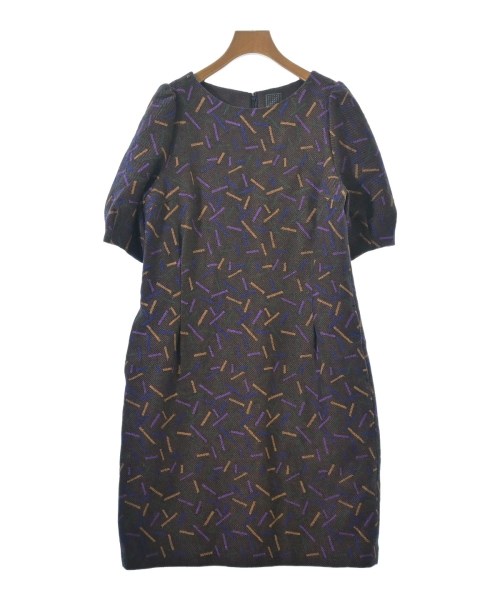 mina perhonen ミナペルホネン ワンピース レディース 38(M位) 茶x紫x青等(総柄) 【中古】【古着】