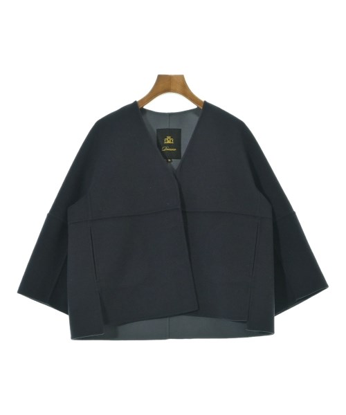 Drawer ドロワーノーカラージャケット レディース 34(XS位) 紺【中古】【古着】