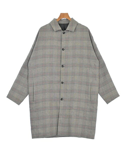 TAKEO KIKUCHI タケオ　キクチ ステンカラーコート メンズ M グレーx黒x赤(チェック) 【中古】【古着】 10,350円