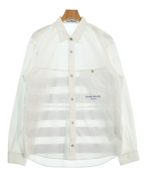 STONE ISLAND ストーンアイランドカジュアルシャツ メンズ L 白x紺【中古】【古着】