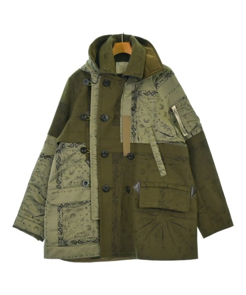 sacai サカイ コート（その他） メンズ 1(S位) カーキ系x黒(総柄) 【中古】【古着】