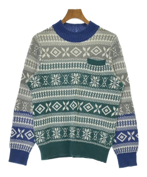 sacai サカイ ニット・セーター メンズ 2(M位) 緑xグレーx青等(総柄) 【中古】【古着】