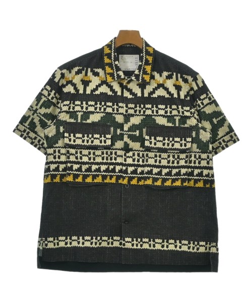 sacai サカイ カジュアルシャツ メンズ 2(M位) 黒x白x緑等(総柄) 【中古】【古着】