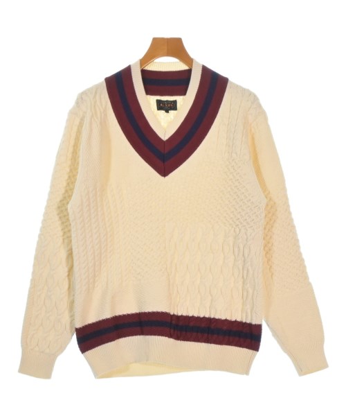 BEAMS PLUS ビームスプラス ニット・セーター メンズ M アイボリーxエンジx紺 【中古】【古着】
