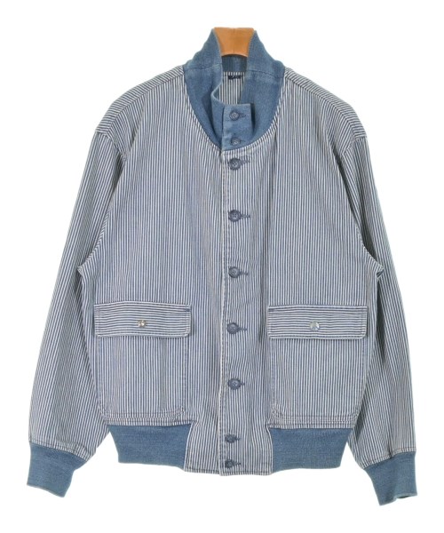 PORTER CLASSIC ポータークラシックブルゾン（余分の物） メンズ M 白x青(縞模様)【中古】【古着】