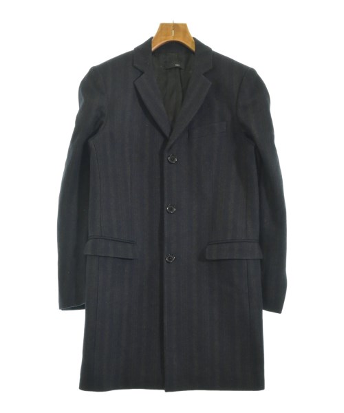 KNOTT ノット チェスターコート メンズ 1(S位) 紺xグレー(ストライプ) 【中古】【古着】