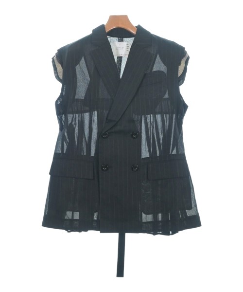 sacai サカイ カジュアルジャケット レディース 2(M位) 黒x白(ストライプ) 【中古】【古着】