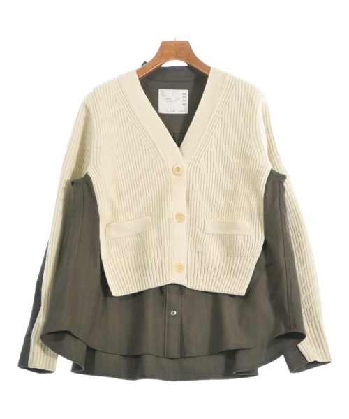 sacai サカイカーディガン レディース 2(M位) 白x茶系【中古】【古着】