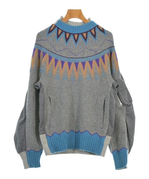 sacai サカイ ニット・セーター レディース 1(S位) グレーx水色x紫等 【中古】【古着】 9,424円