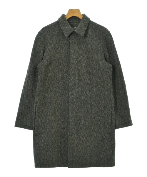 A.P.C. アーペーセーステンカラーコート メンズ S 黒x薄墨色(チドリ透かし彫り)【中古】【古着】