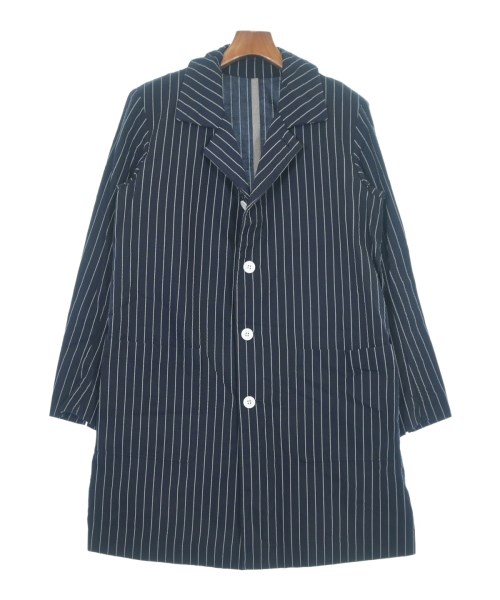 08sircus ゼロエイトサーカス チェスターコート メンズ 46(M位) 紺x白(ストライプ) 【中古】【古着】