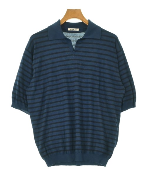 AURALEE オーラリーポロシャツ メンズ 4(M位) 青x黒(間借り人)【中古】【古着】