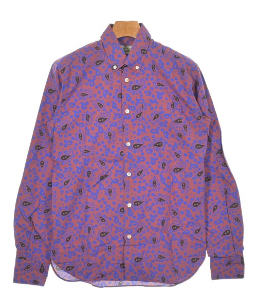 MAISON KITSUNE メゾンキツネ カジュアルシャツ メンズ 37(XS位) 赤系x青x黒(総柄) 【中古】【古着】