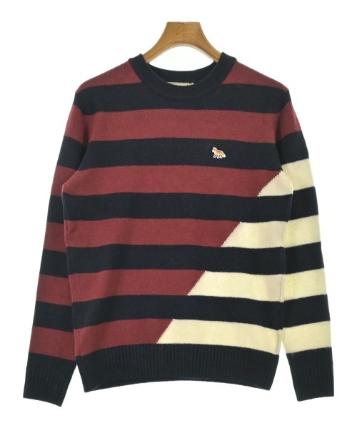 MAISON KITSUNE メゾンキツネニット・セーター メンズ XS 紺x赤x白(間借り人)【中古】【古着】 メンズファッション-ニット・セーター-トップス